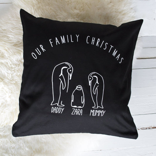 Our First Family Christmas Penguin Cushion, Cushion, - ALPHS