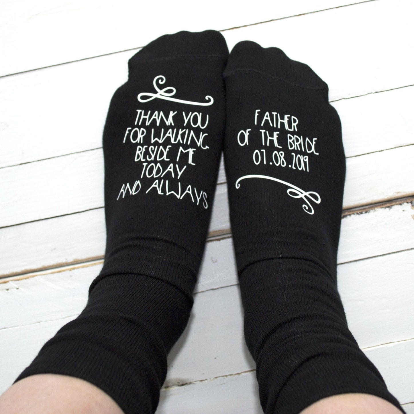 Father of the Bride Beside Me Personalised Wedding Socks, Personalised Socks, - ALPHS 