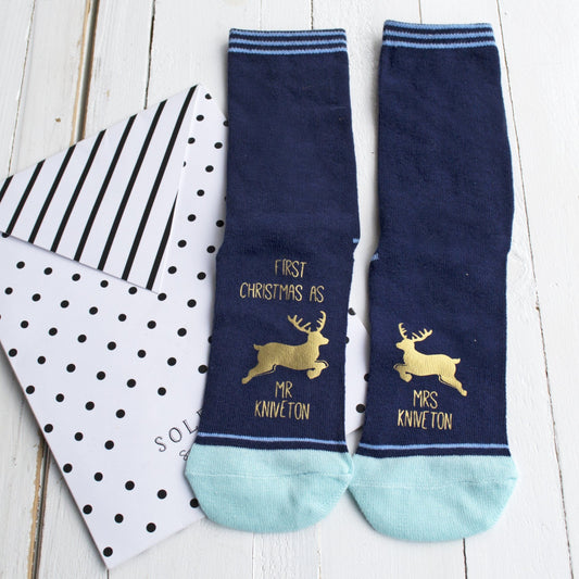 First Christmas as Mr and Mrs Striped Socks, Socks, - ALPHS