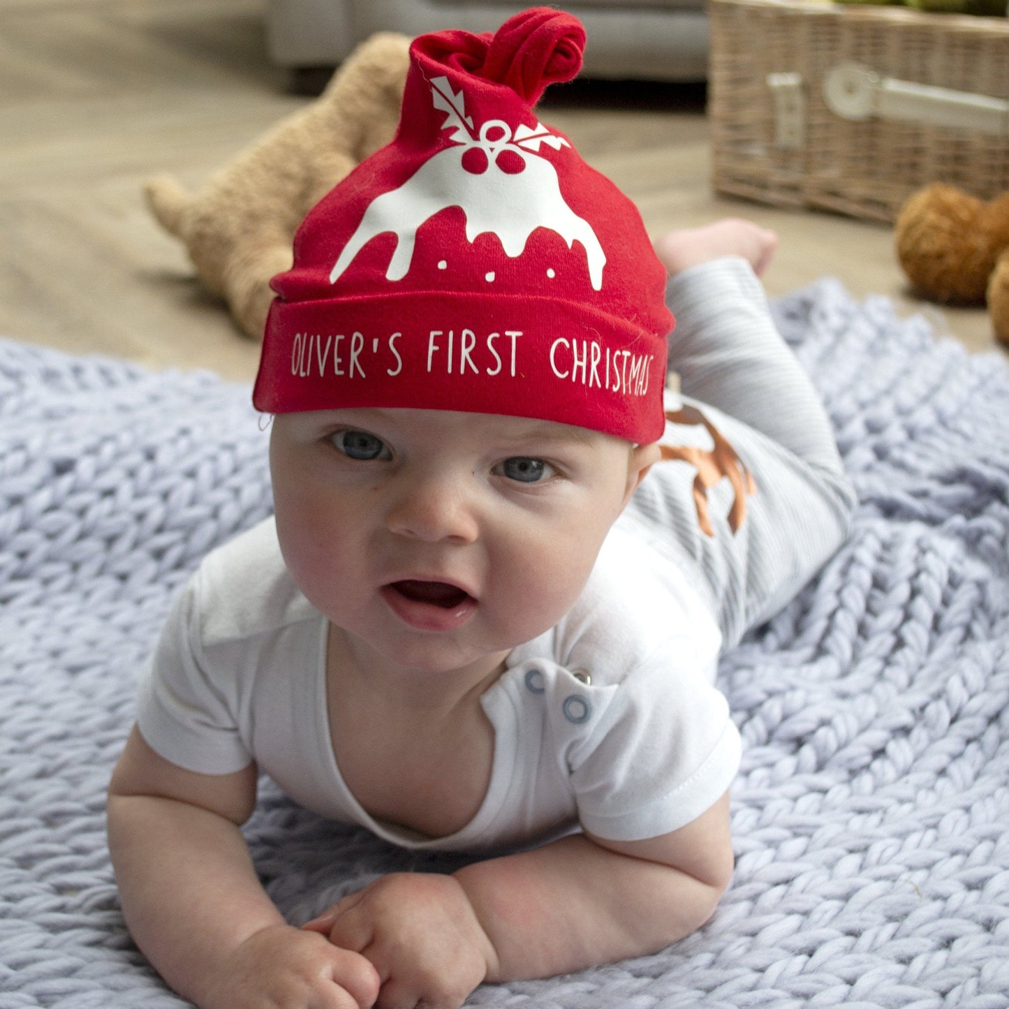 Personalised First Christmas Baby Hat, Hats, - ALPHS