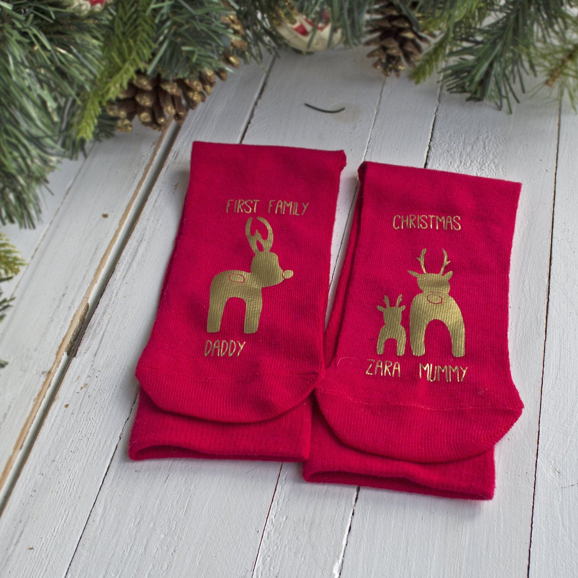 First Family Christmas Mummy and Daddy Reindeer, Socks, - ALPHS