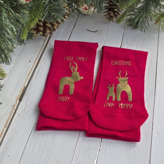 First Family Christmas Mummy and Daddy Reindeer, Socks, - ALPHS