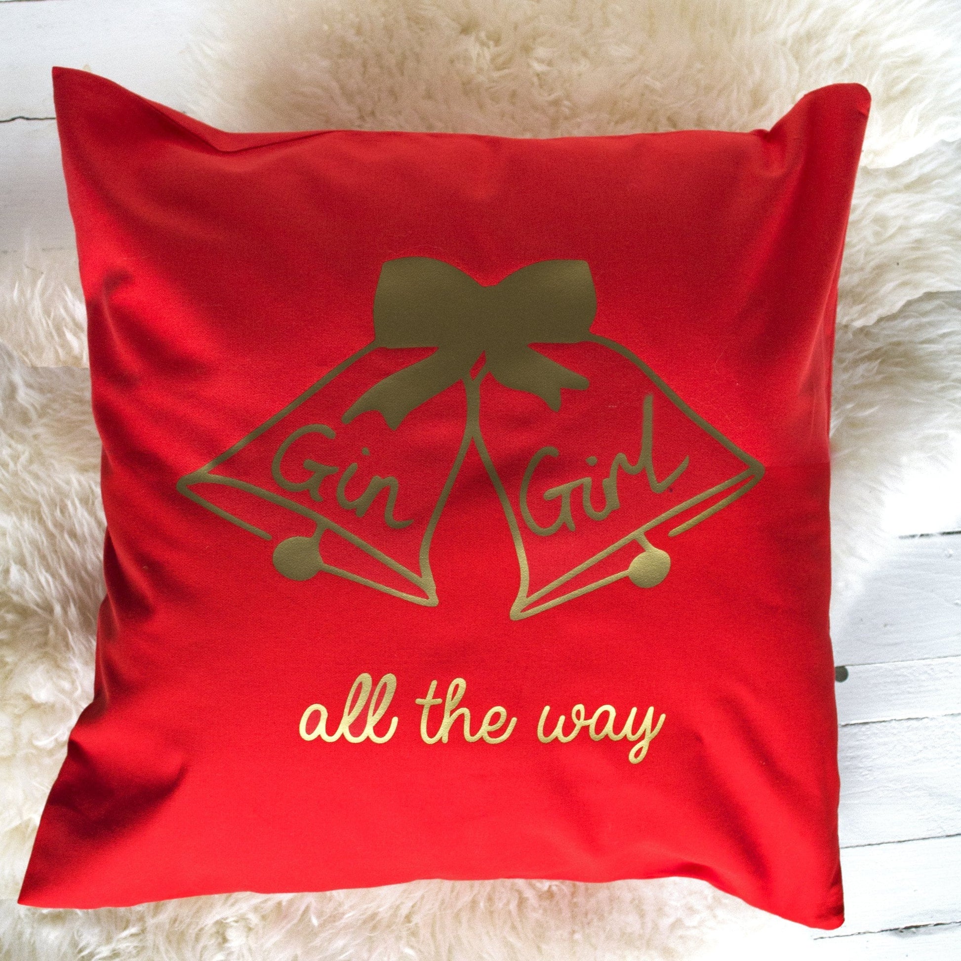 Gin Girl All The Way Personalised Christmas Cushion, cushion, - ALPHS