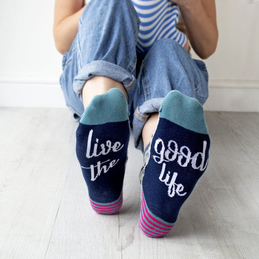 Live The Good Life Women's Slogan Gift Socks, Socks, - ALPHS