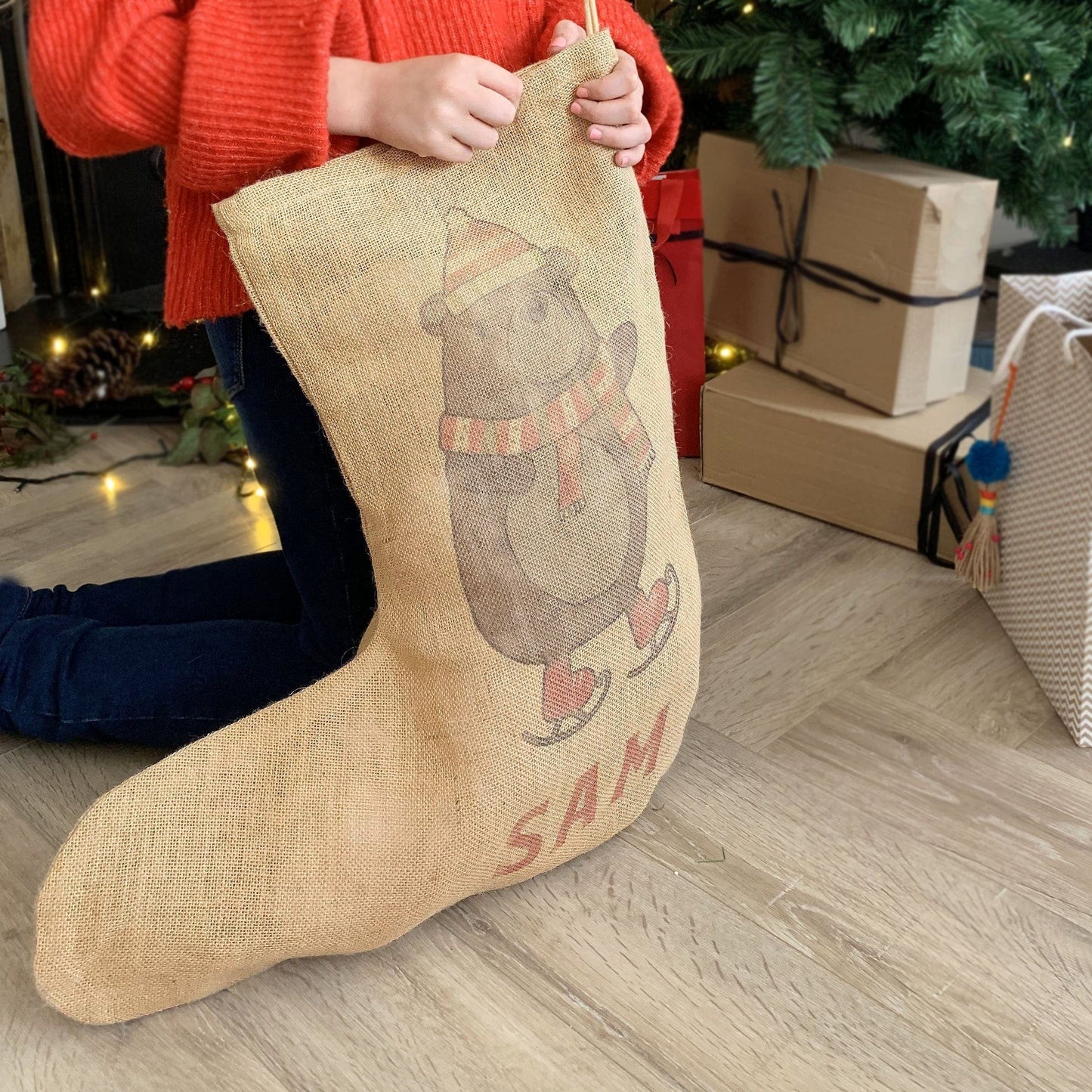 Personalised Hessian Bear Stocking, Stocking, - ALPHS