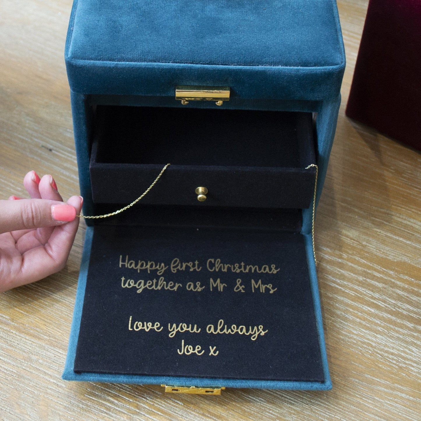 Hidden Message Velvet Jewellery Box Christmas Edition, jewellery box, - ALPHS