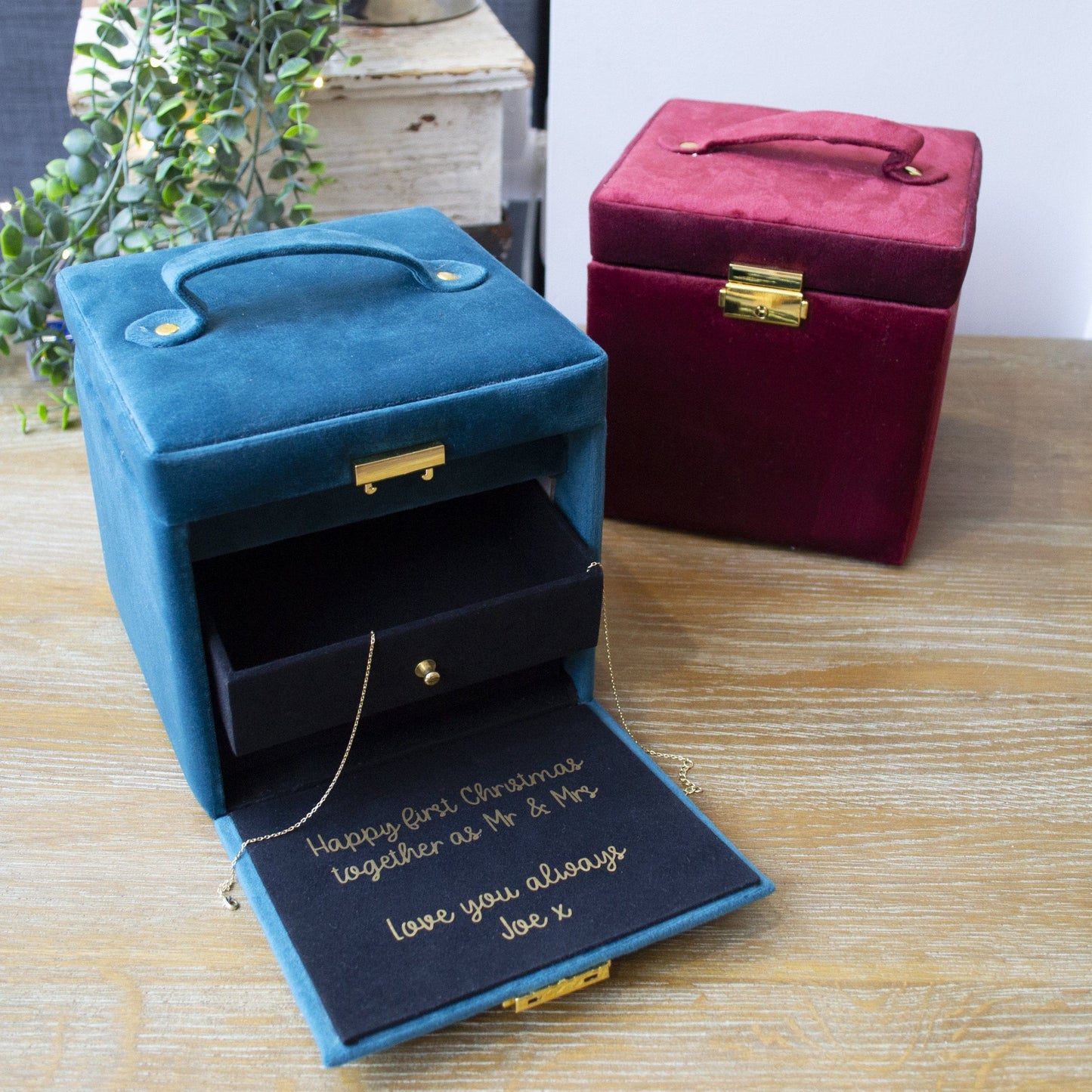 Hidden Message Velvet Jewellery Box Christmas Edition, jewellery box, - ALPHS
