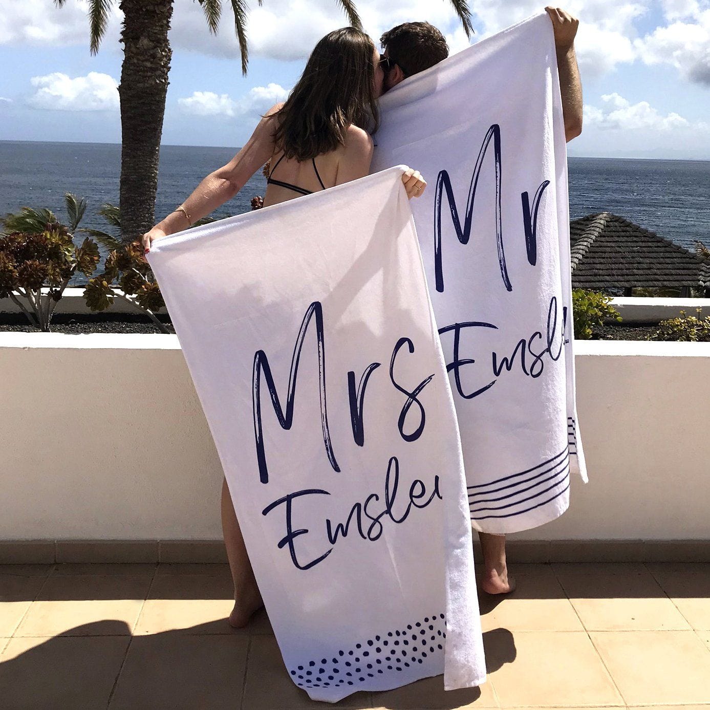 Personalised Mr and Mrs Beach Towel, Sport Towel, - ALPHS