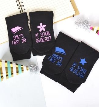 First Day At School Personalised Socks, , - ALPHS