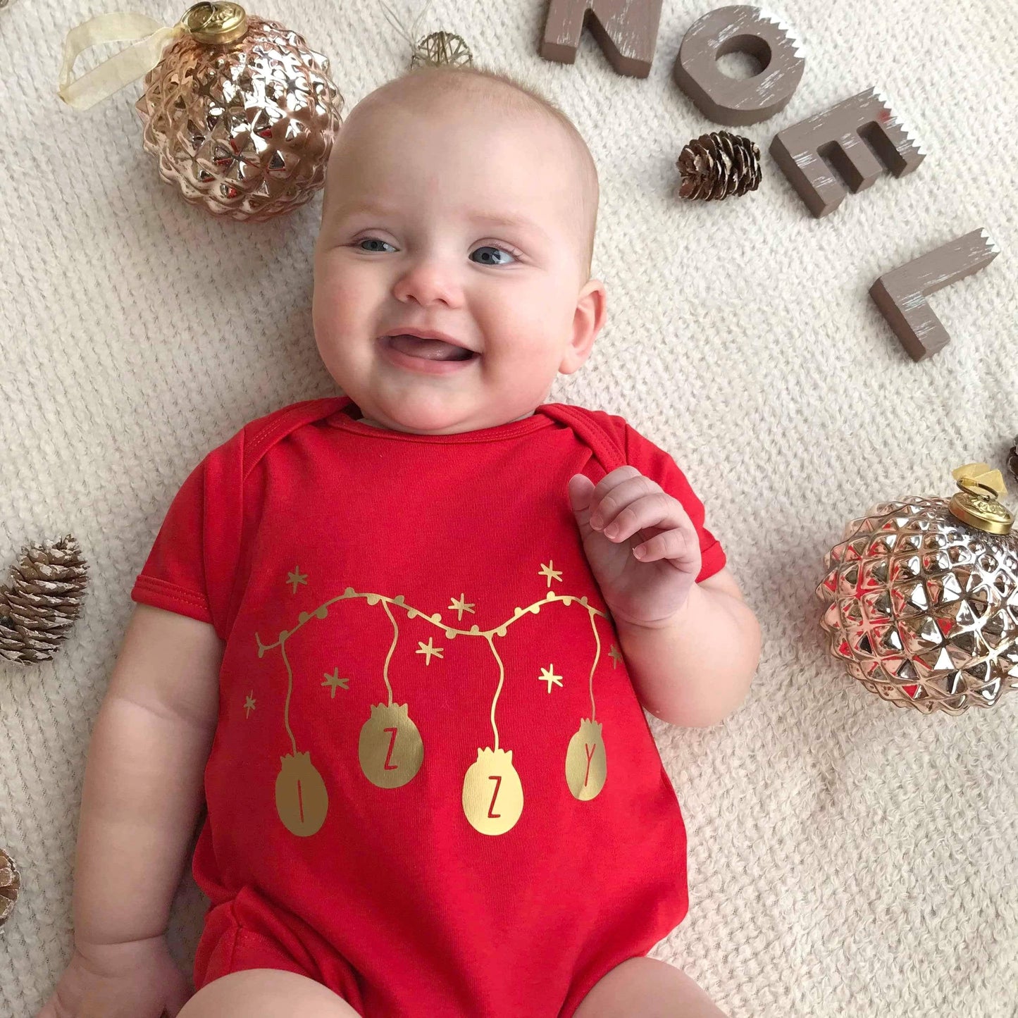 Personalised Baubles Babygrow, Baby grow, - ALPHS