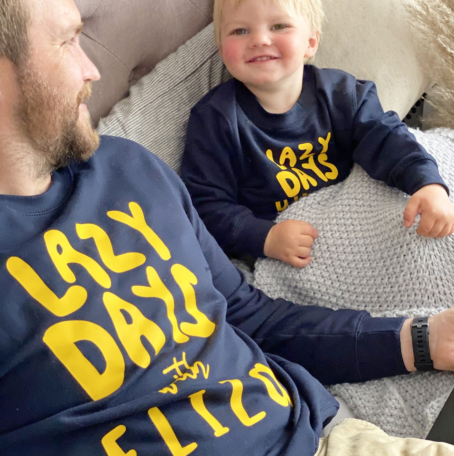 Personalised Lazy Days Daddy And Me Sweatshirts