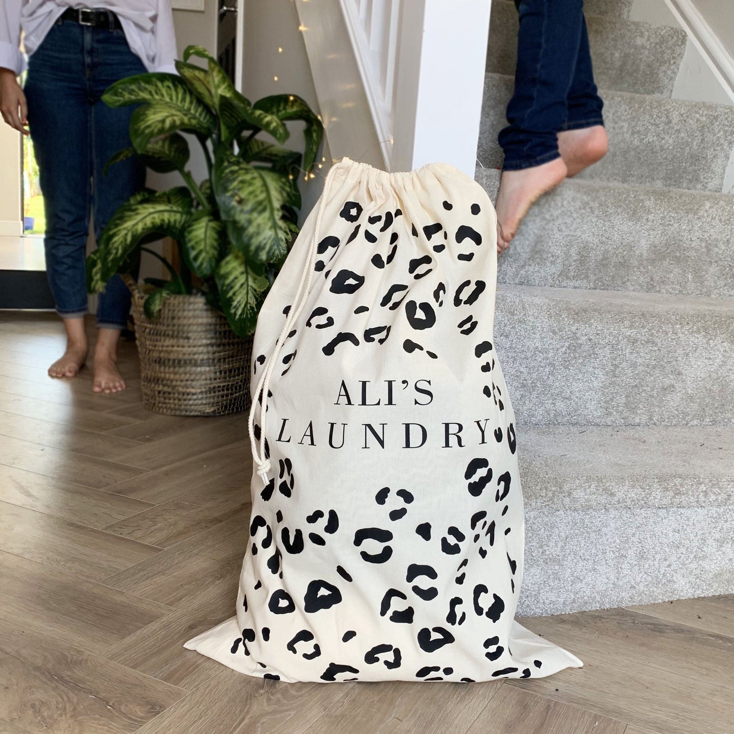 Personalised Leopard Print Laundry Bag, Laundry Bag, - ALPHS
