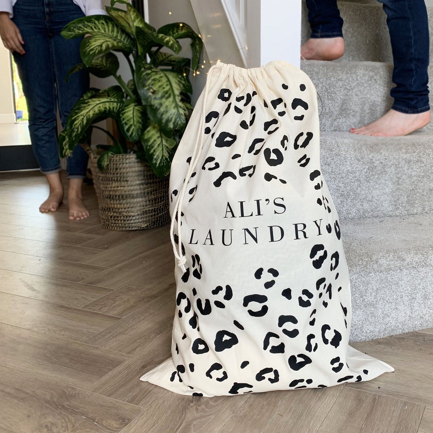 Personalised Leopard Print Laundry Bag, Laundry Bag, - ALPHS