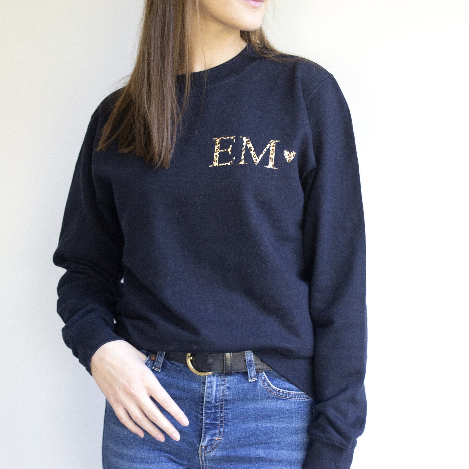 Personalised Leopard Print Monogram Sweatshirt, Jumper, - ALPHS