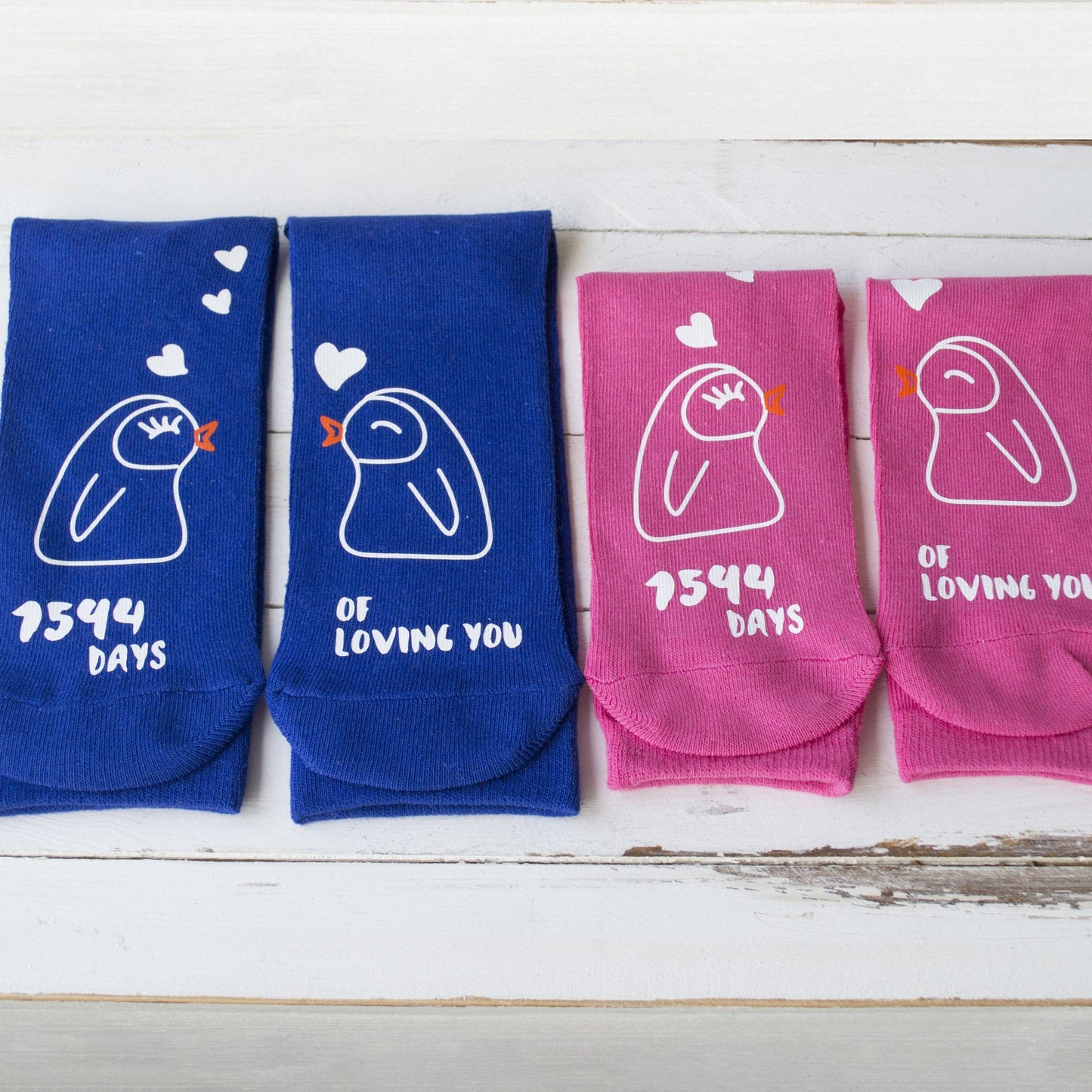 Personalised Days Of Loving You Penguin Socks, Socks, - ALPHS