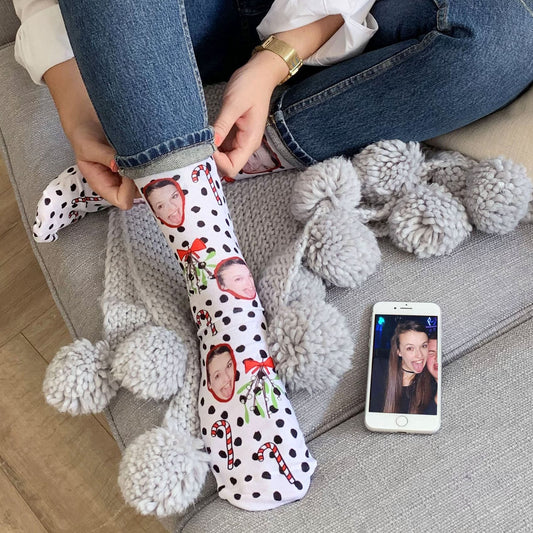 Personalised Mistletoe Christmas photo socks