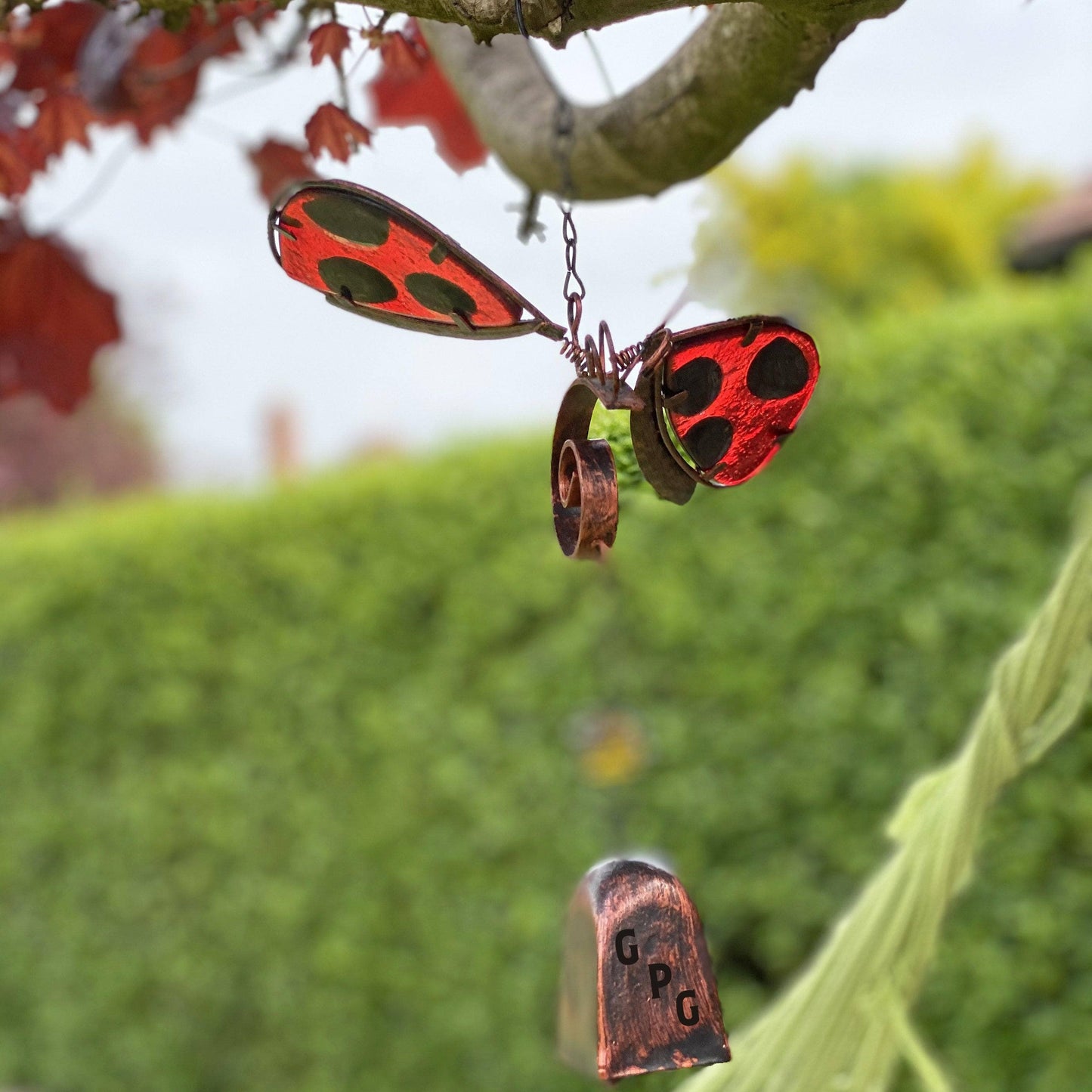 Monogrammed Ladybird Garden Windchime