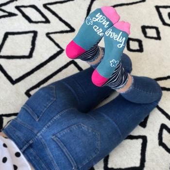 You Are Lovely Patterned Slogan Socks, Socks, - ALPHS