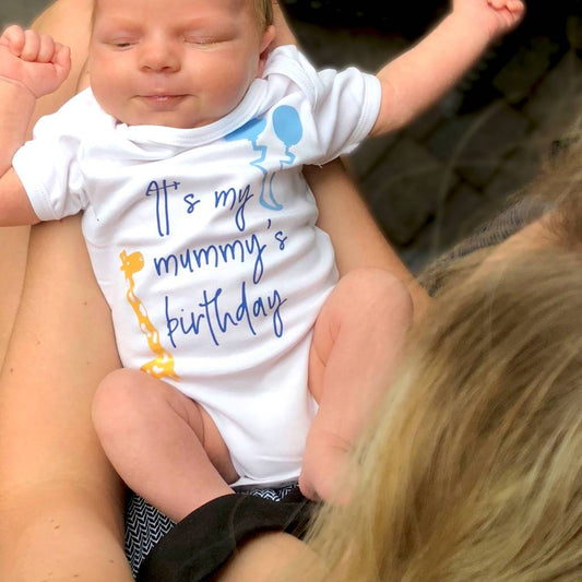 My Mummy's Birthday Giraffe Babygrow, Baby grow, - ALPHS