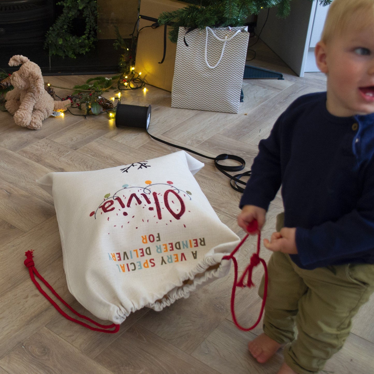 Personalised Country Canvas Reindeer Sack, sacks, - ALPHS