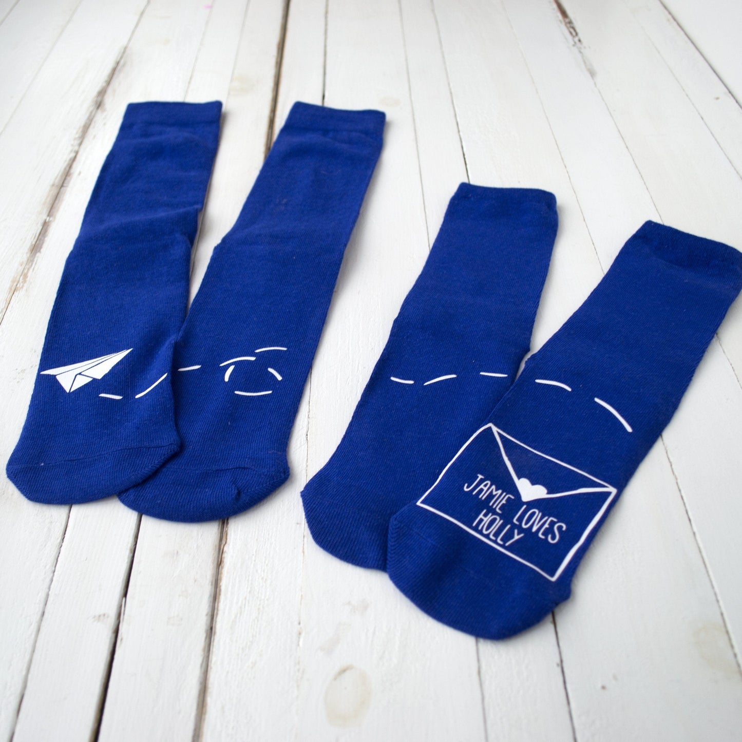 Personalised His And Hers Paper Aeroplane Socks, Socks, - ALPHS