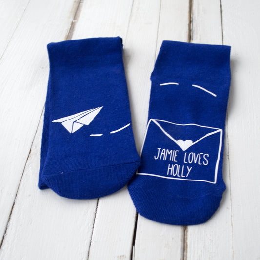 Personalised Paper Aeroplane Gift Note Socks, Socks, - ALPHS