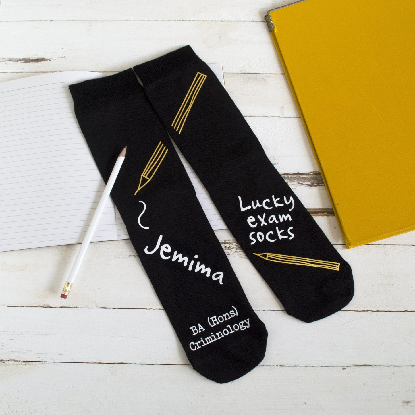 Personalised Handdrawn Lucky Exam Socks, Socks, - ALPHS