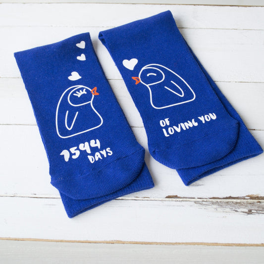 Personalised Days Of Loving You Penguin Socks, Socks, - ALPHS