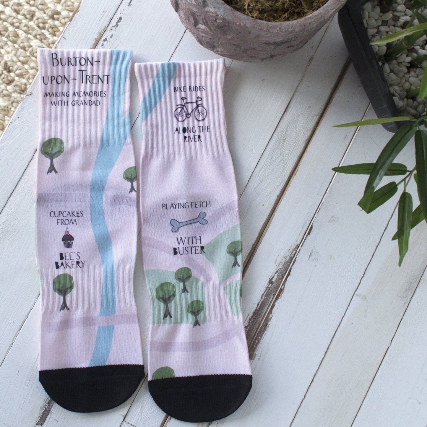 Personalised Adventure Home Town Map Socks, Personalised Socks, - ALPHS