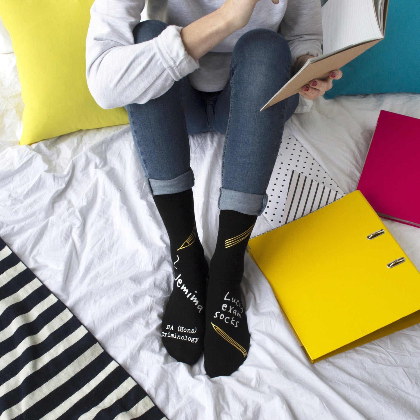Personalised Handdrawn Lucky Exam Socks, Socks, - ALPHS