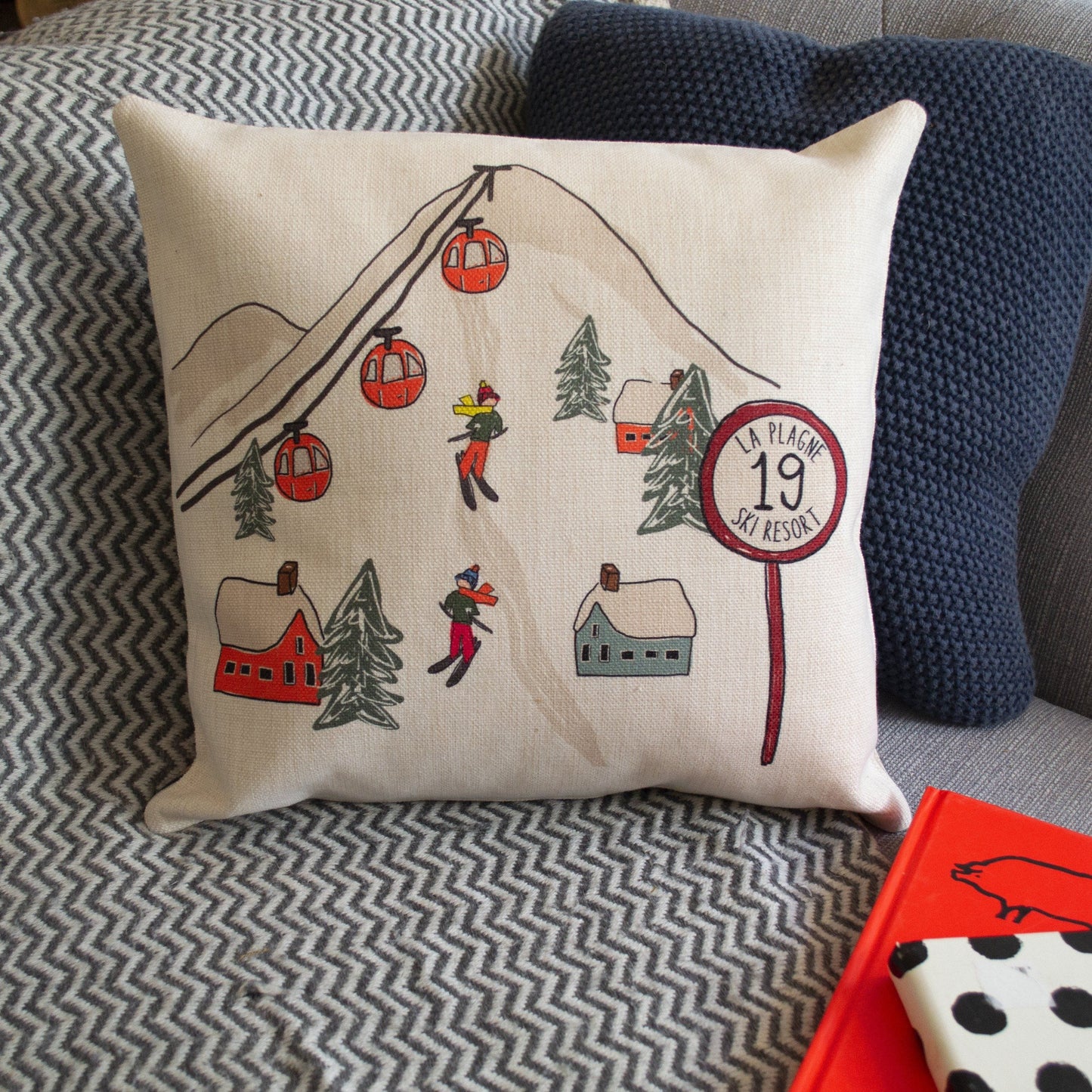 Personalised Ski Scene Cushion, cushion, - ALPHS