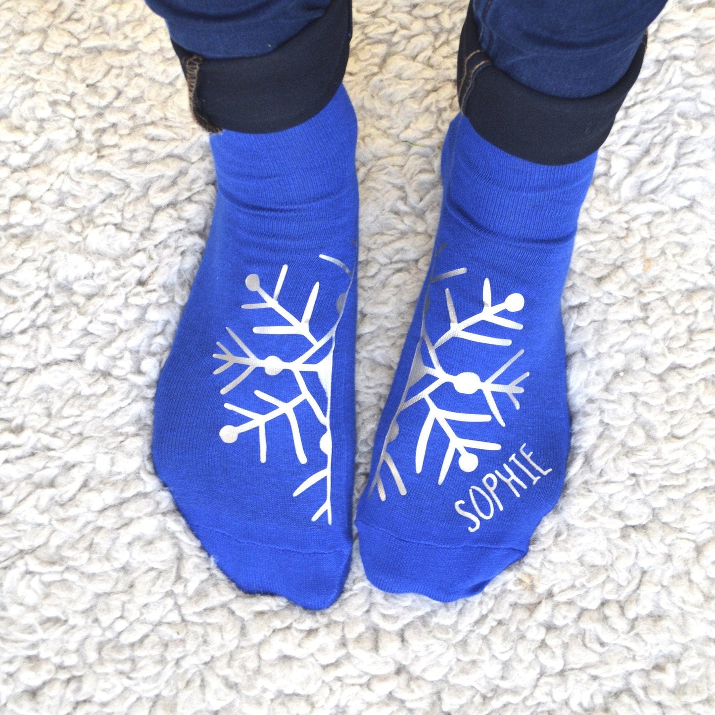 Personalised Silver Snowflake Socks, socks, - ALPHS