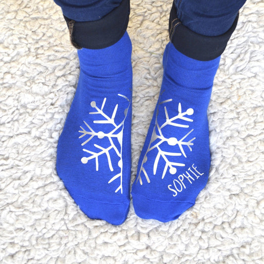 Personalised Silver Snowflake Socks, socks, - ALPHS