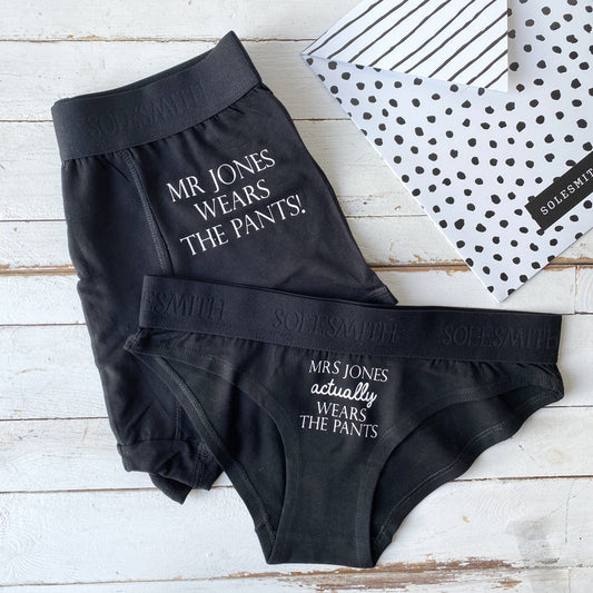Who Wears The Pants His And Hers Personalised Underwear