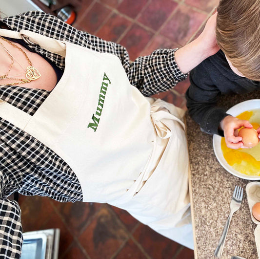 Organic Embroidered Mother's Day Personalised Apron