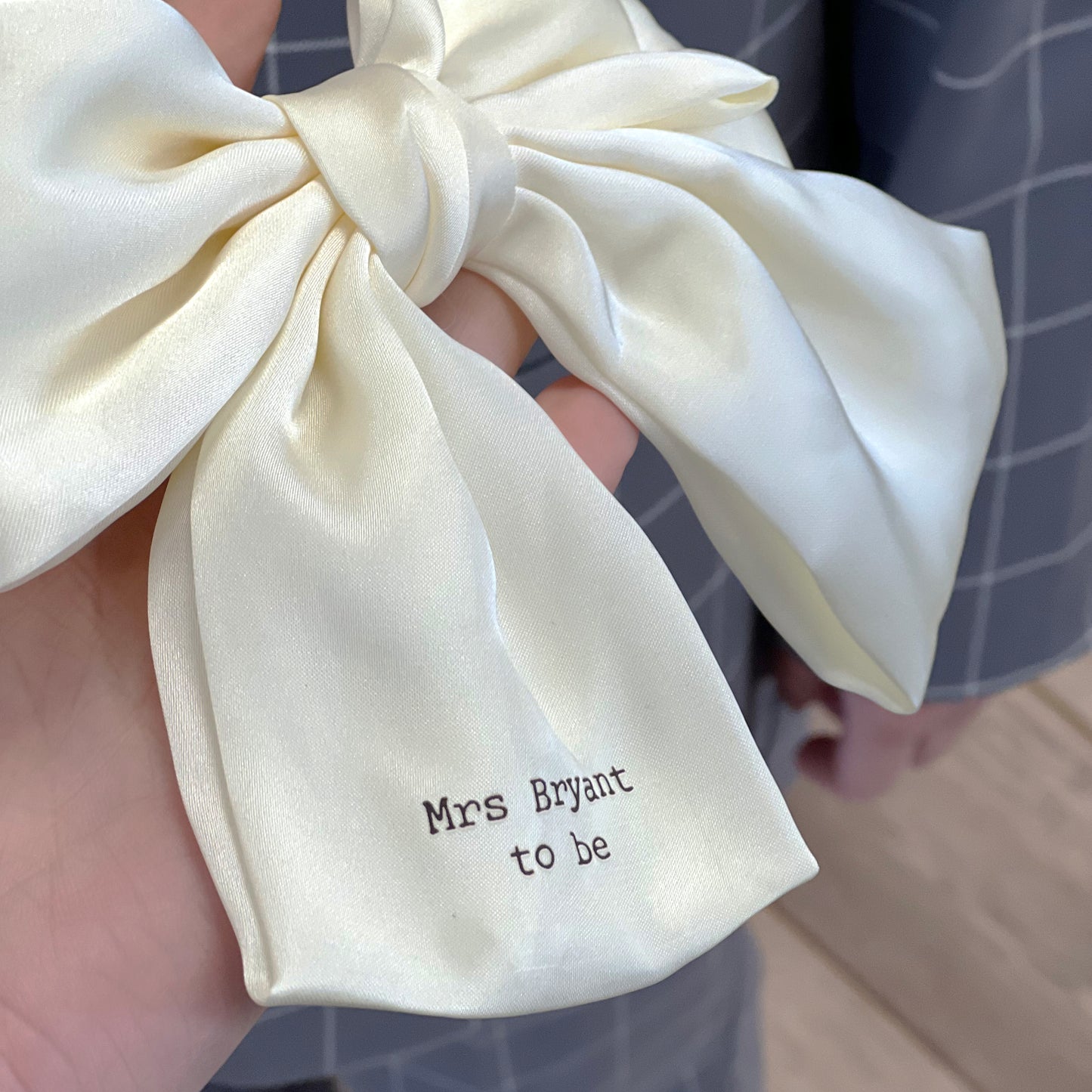 Bride To Be Personalised Silk Bow Clip