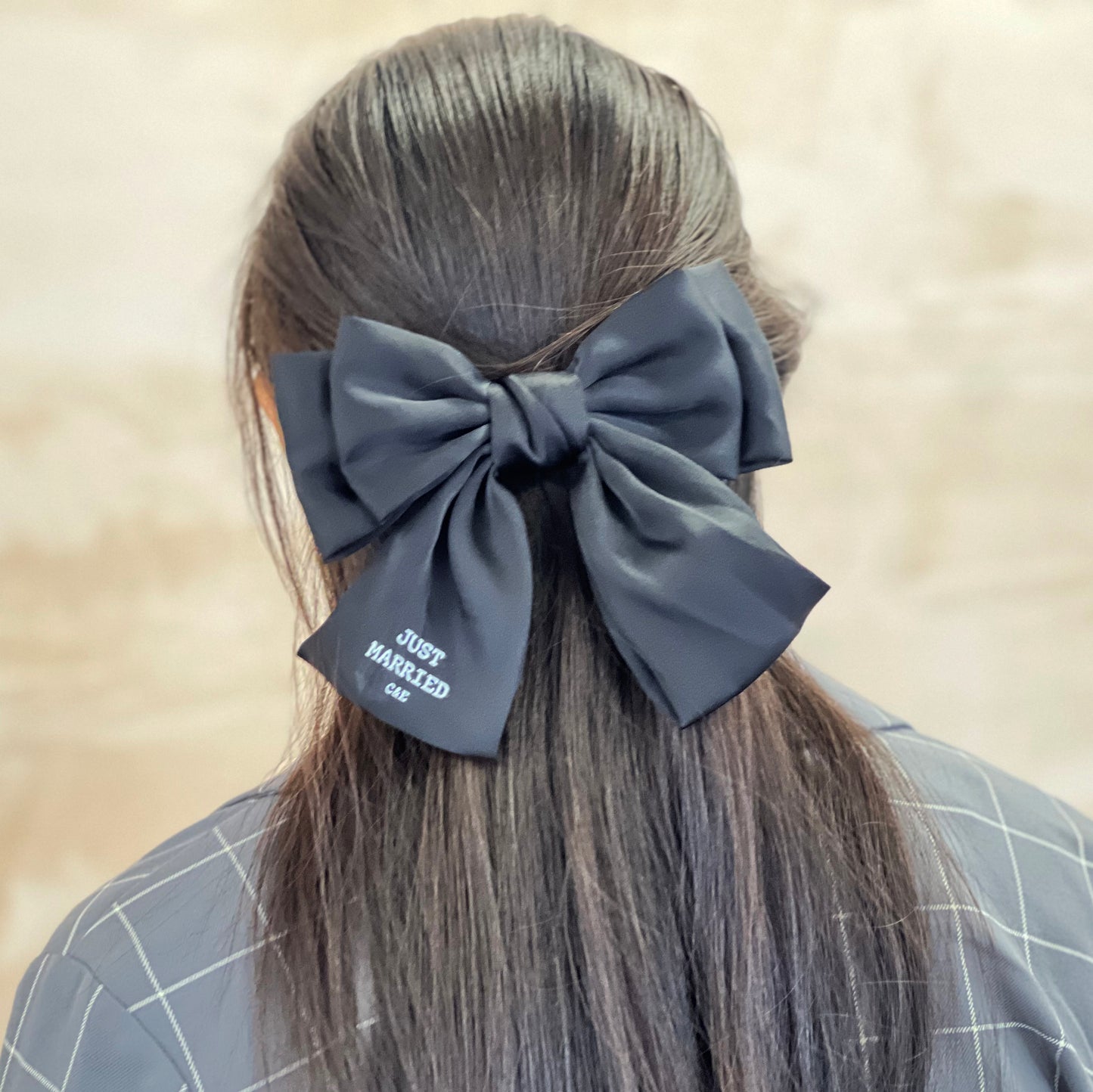 Just Married Personalise Satin Bow Clip