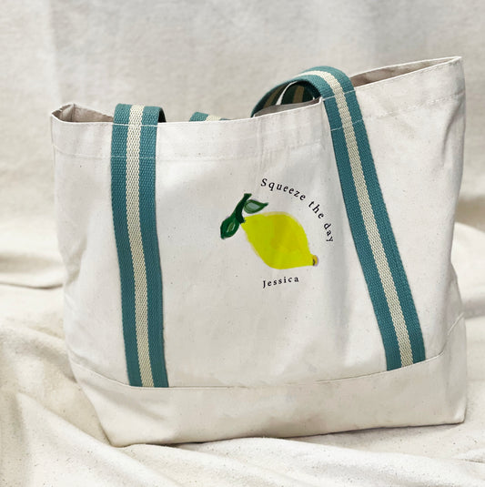 Squeeze The Day Personalised Organic Boat Bag