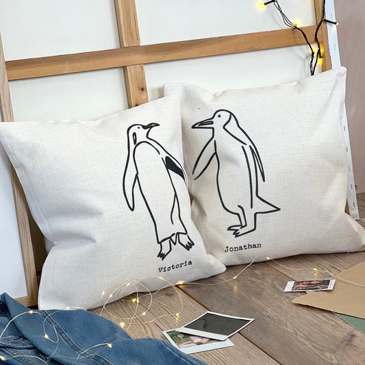 Penguins In Love Set of Two Cushions
