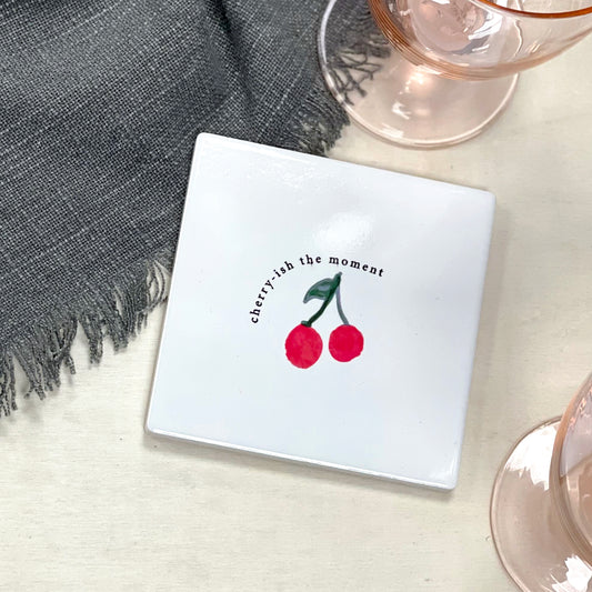 Cherry Ceramic Coaster