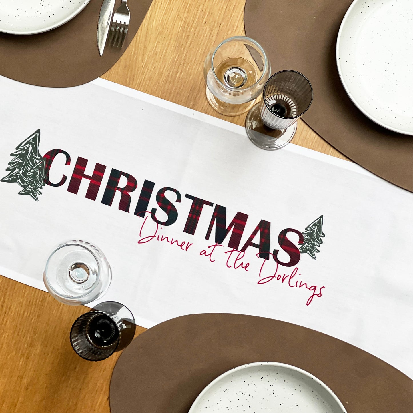 Personalised Tartan Christmas Table Runner