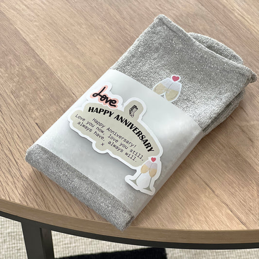 Anniversary Wrapped Silver Glitter Luxe Gift Socks