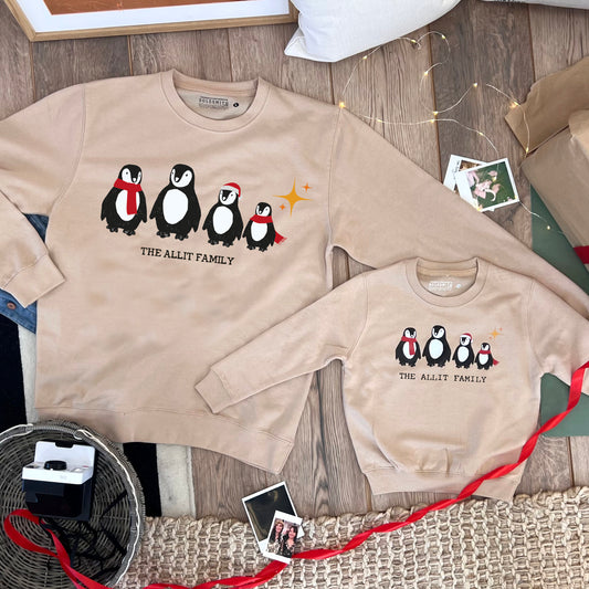 Personalised Family Christmas Penguin Jumper