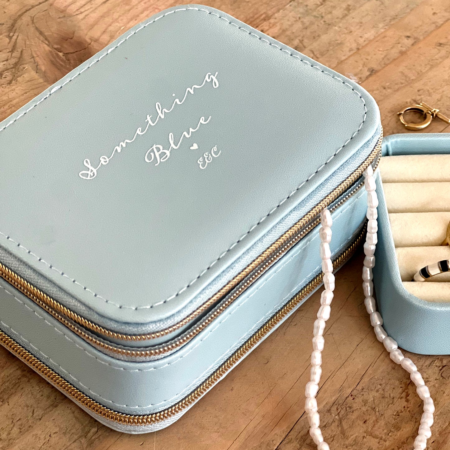 Something Blue Double Compartment Jewellery Box