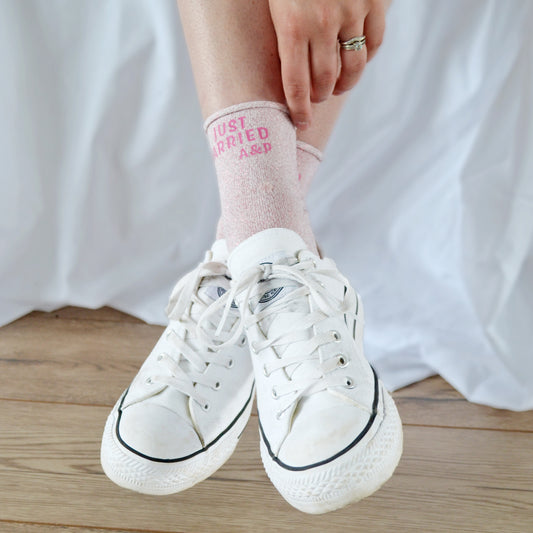 Just Married Glitter socks for Bride
