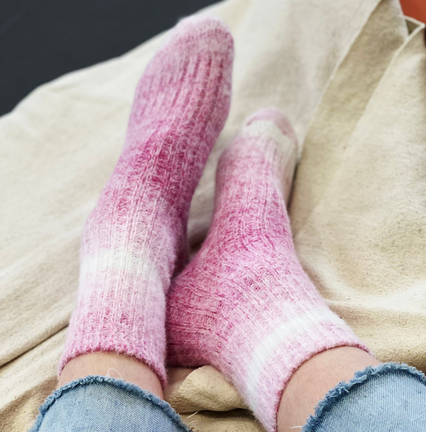Mother's Day Embroidered Pink Ombre Bed Socks
