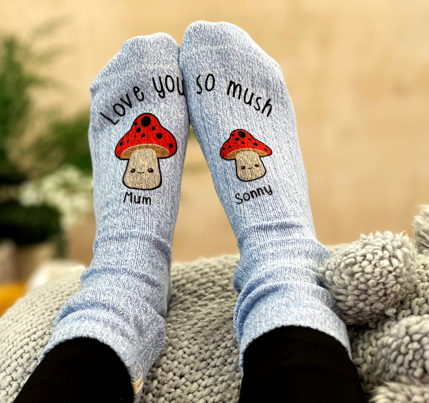 Mummy And Me Mushroom Personalised Socks