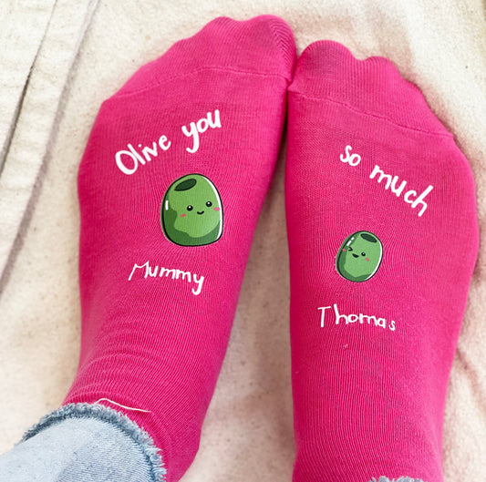 Mummy And Me Olive Personalised Socks