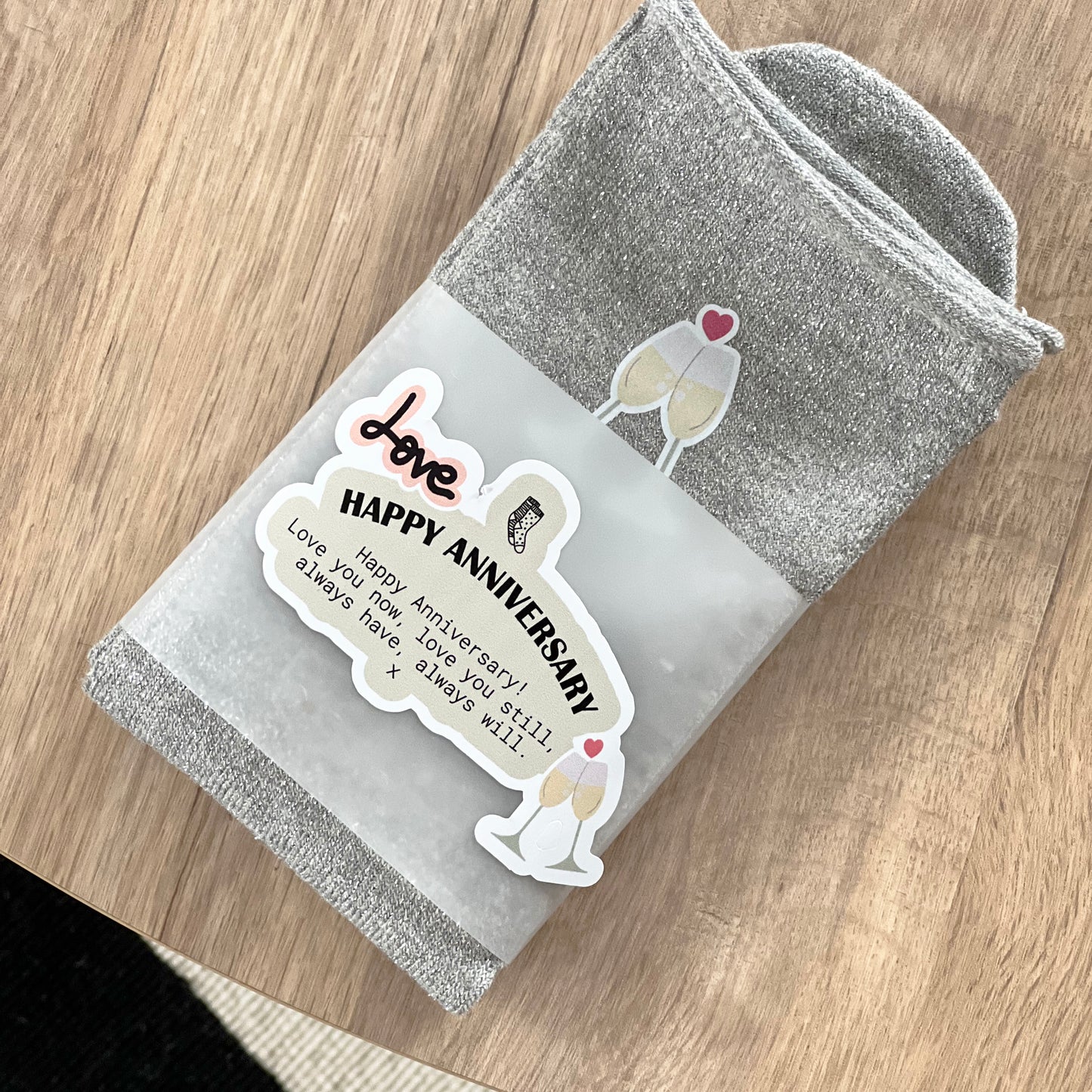 Anniversary Wrapped Silver Glitter Luxe Gift Socks