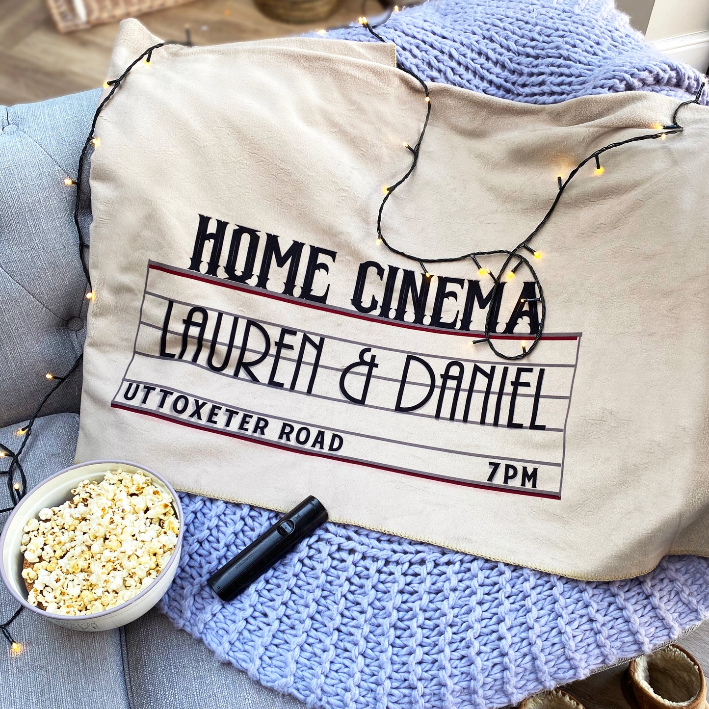 Personalised Home Cinema Family Fleece Blanket